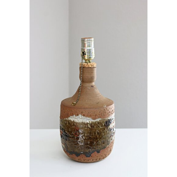 1960's Vintage MCM Drip Glaze Stoneware Lamp // Mid Century Modern 60's Pottery - Picture 7 of 10